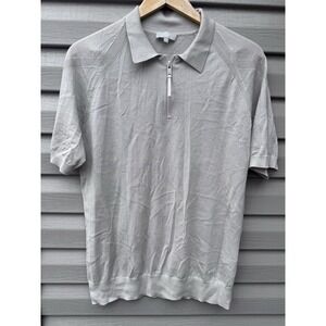 ARNE Mens Wool Stone Grey Luxury Polo Shirt Size L